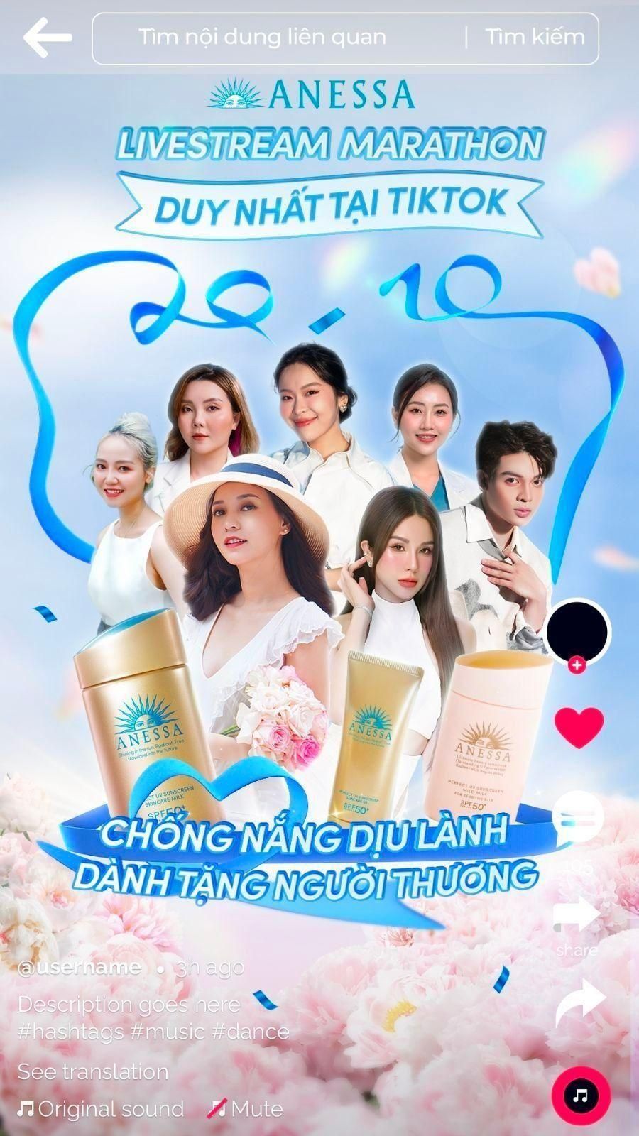 Livestream marathon của Anessa trên TikTok