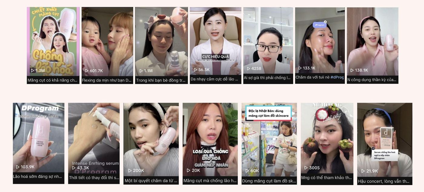 Các video KOL ngành mỹ phẩm cho dProgram